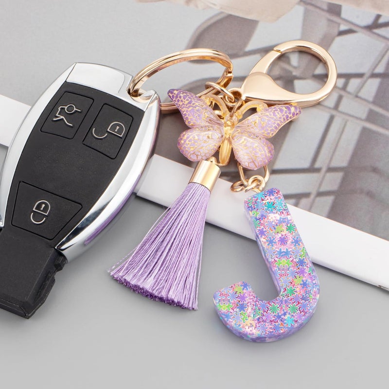 Suweibuke Cute Pink Key Chains for Women Girls, Initial Letter Keychains with Tassel, Charms for Key Purse Handbags Backpacks - Image 2